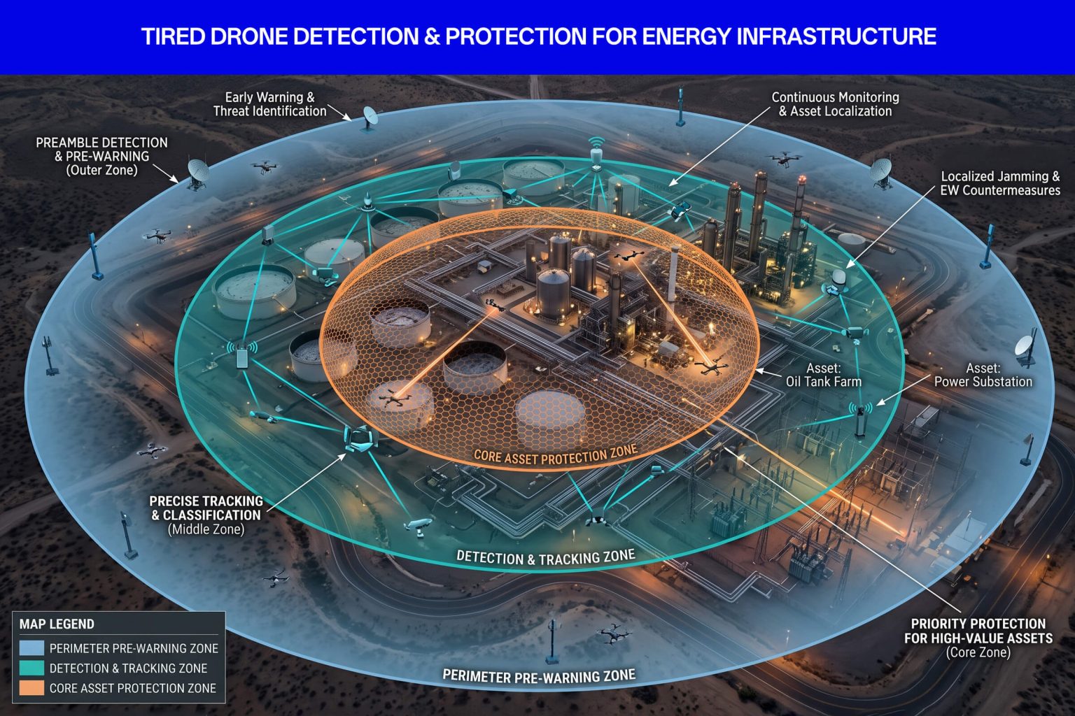 Drone Threats to Energy Infrastructure: A Layered Detection Approach