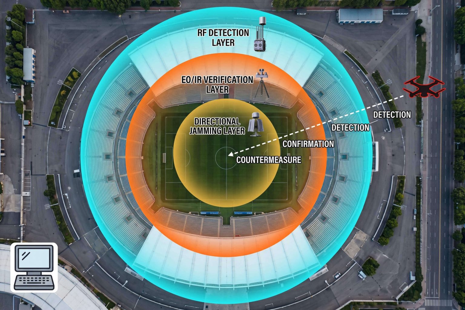 Stadium Drone Security: Detection, Identification, and Mitigation for Major Sporting Events